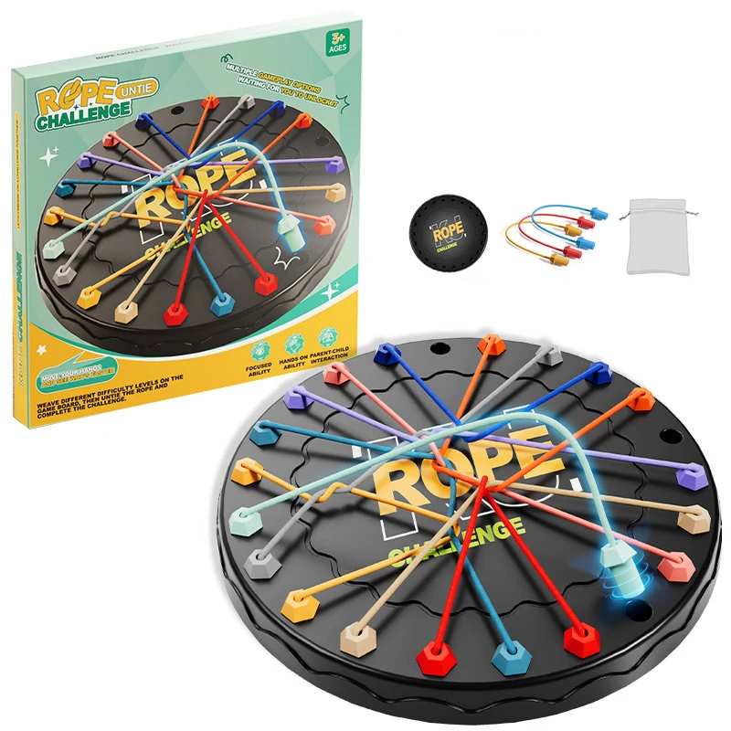 

Intelligence Rope Puzzle - Brain Teaser Knot Unlocking Game, Portable Travel Toy for Kids & Adults, Durable Educational Logic Ch