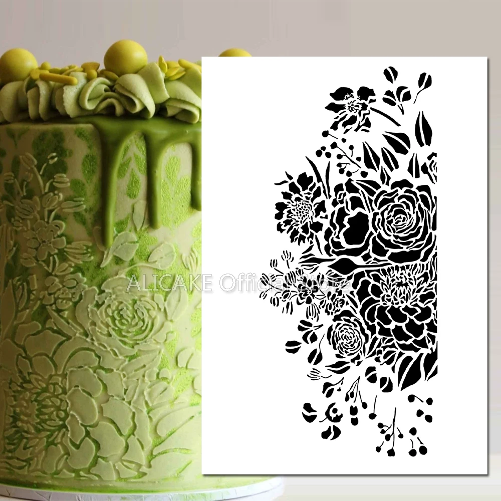 New Cake Decorating Stencil Flowers Template Design for Wedding Birthday Lace Pattern Spray Fondant Buttercream Tools Mold