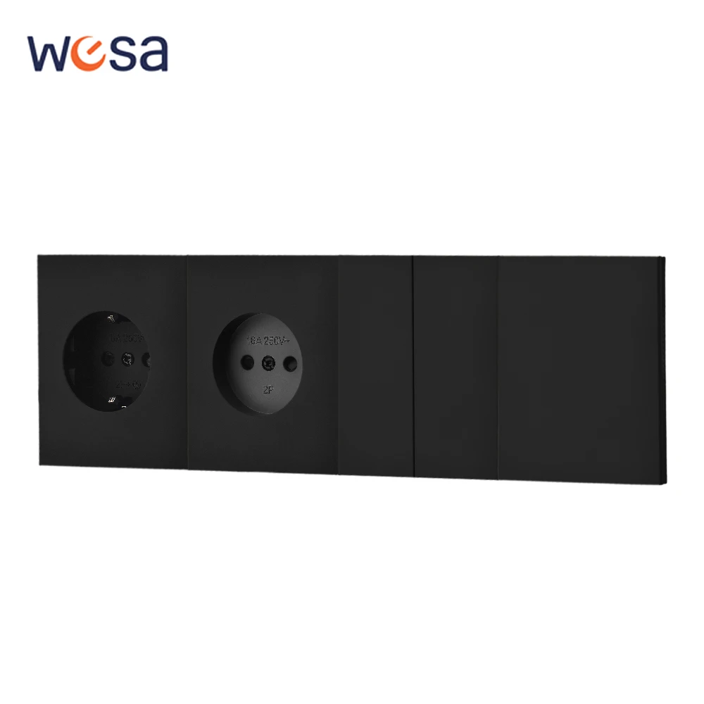 Black Skin Feel Paint Rocker Switch Embedded Button Light Switch Integrated Panel Wall Socket Power Sockets DIY Combination Home