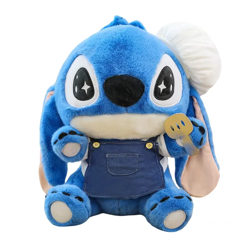 Pluszak Stitch Kucharz, urocza pluszowa zabawka Stitch do kuchni, niebieski Stitch, miękka wypchana lalka, duża poduszka, poduszka na sofę, prezent dla dzieci