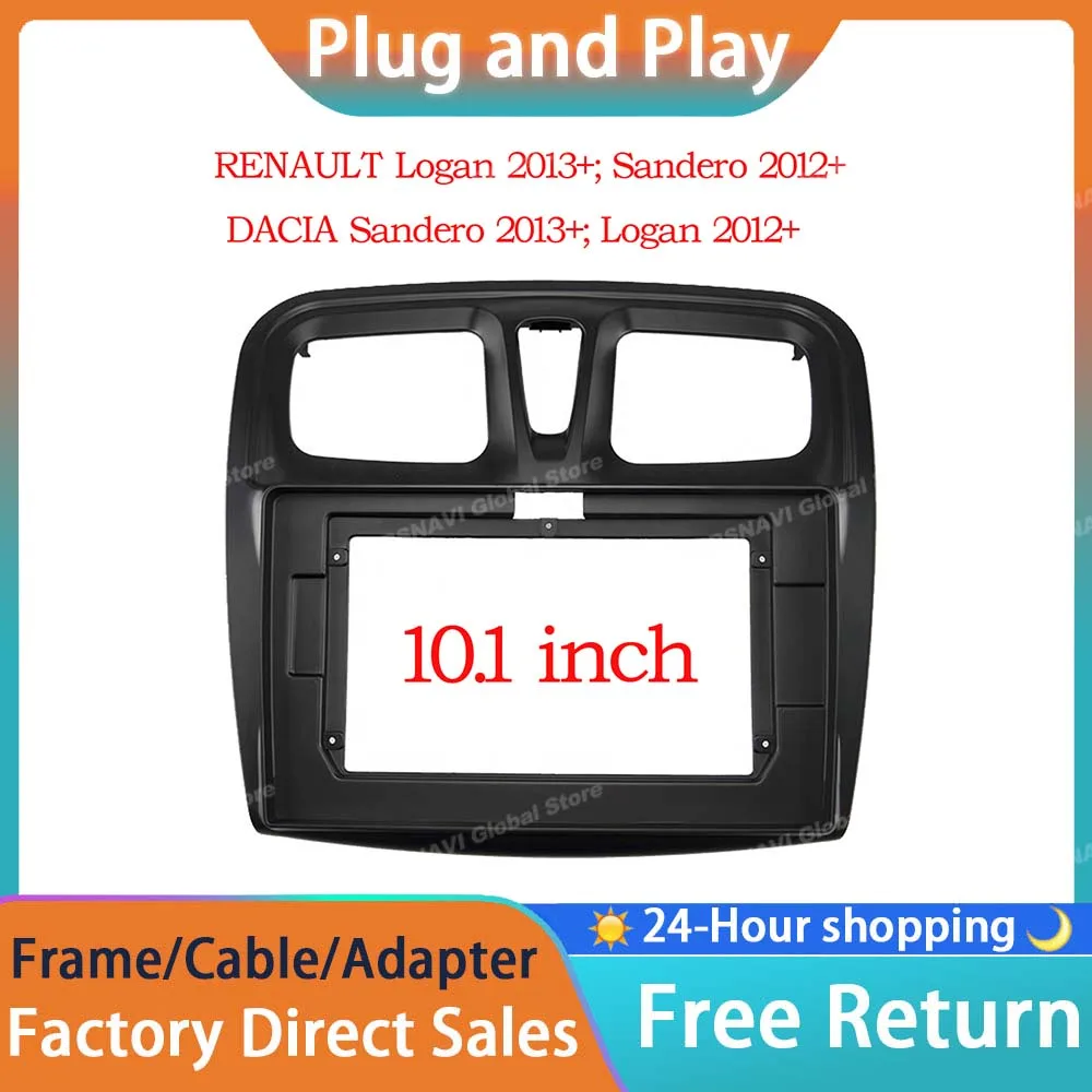 RSNAVI 2 Din 10.1 Inch Car Radio Fascias for RENAULT Sandero Symbol Logan 2014+ Dashboard Frame Installation DVD Gps Mp5 Player