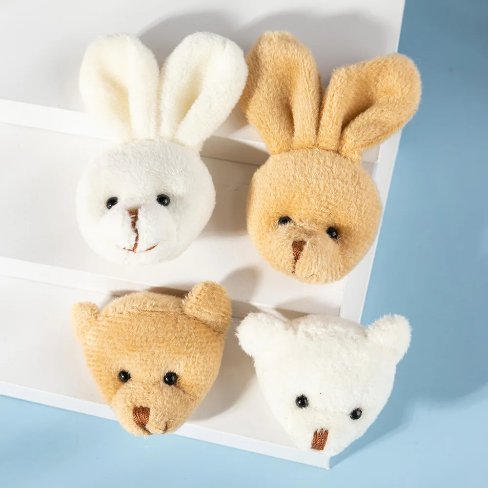 5pcs/lot Cartoon Plush Bear Head Doll Cartoon Rabbit Head Animal Stuffed Toy Kawaii Plush Teddy Bear Doll Children Gift