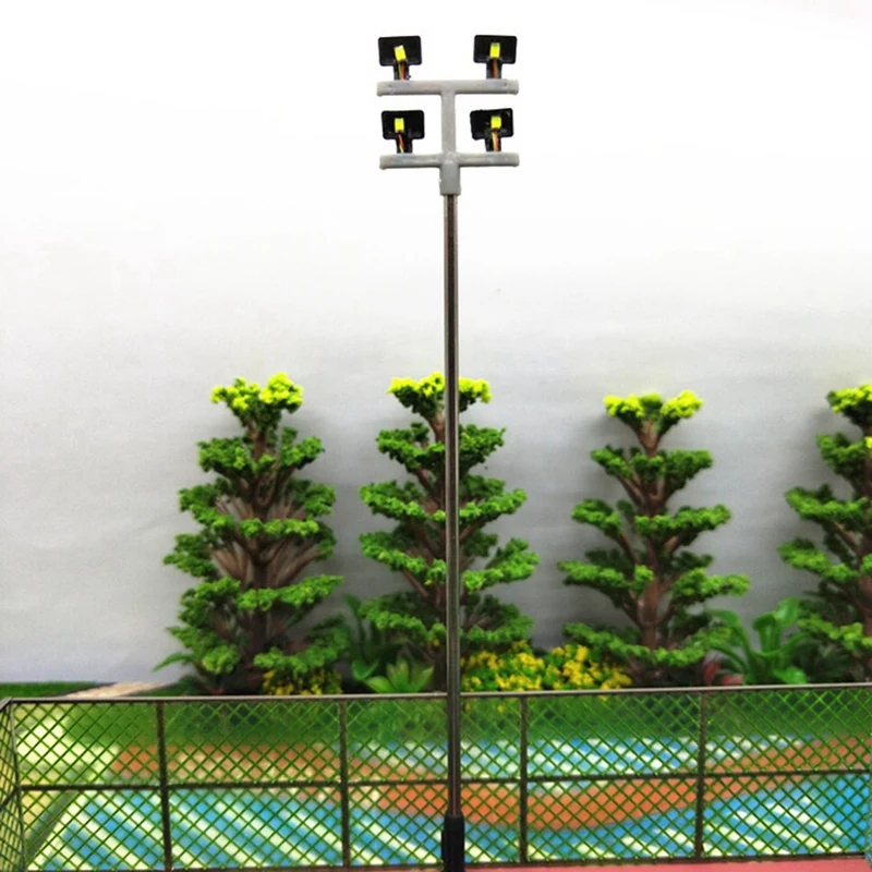 4 PCS HO Scale Model Lighting Tower,Tower Lights Model Lights Layout Lamppost For Train/Garden/Playground/Stadium