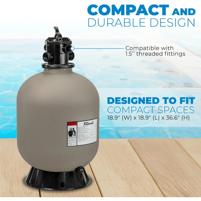 XtremepowerUS 19-дюймовая система песочного фильтра надземного бассейна, 7-ходовой многопортовый клапан, фильтр для бассейна до 24 000 галлонов