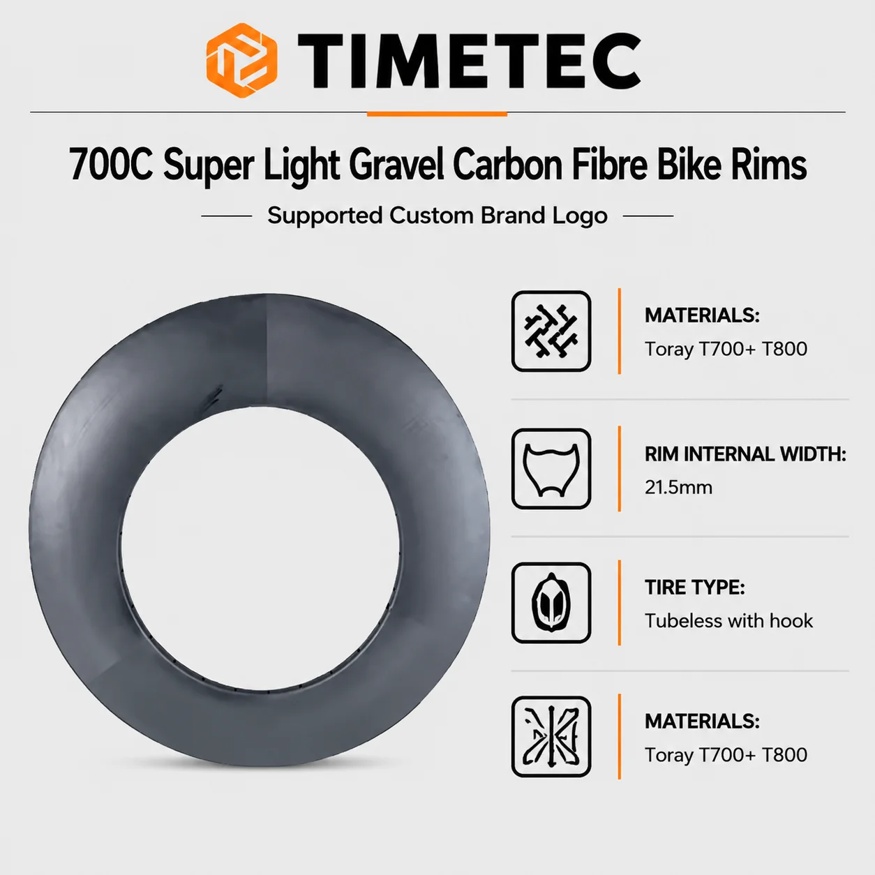 700C Road Bike Fixed Carbon Rims 28mm External Width 21.5mm Inner Width 120mm Height Tubeless Ready Compatible Width Clincher