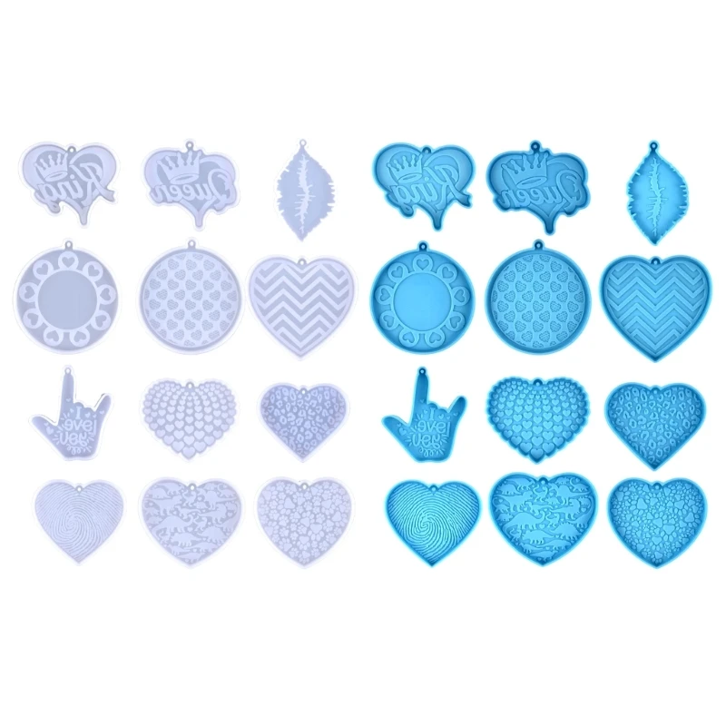 

Set of 12 Pendant Molds Keychain Jewelry Mould Valentines Day Series Keychain Moulds Silicone Material Hand-Making Tools