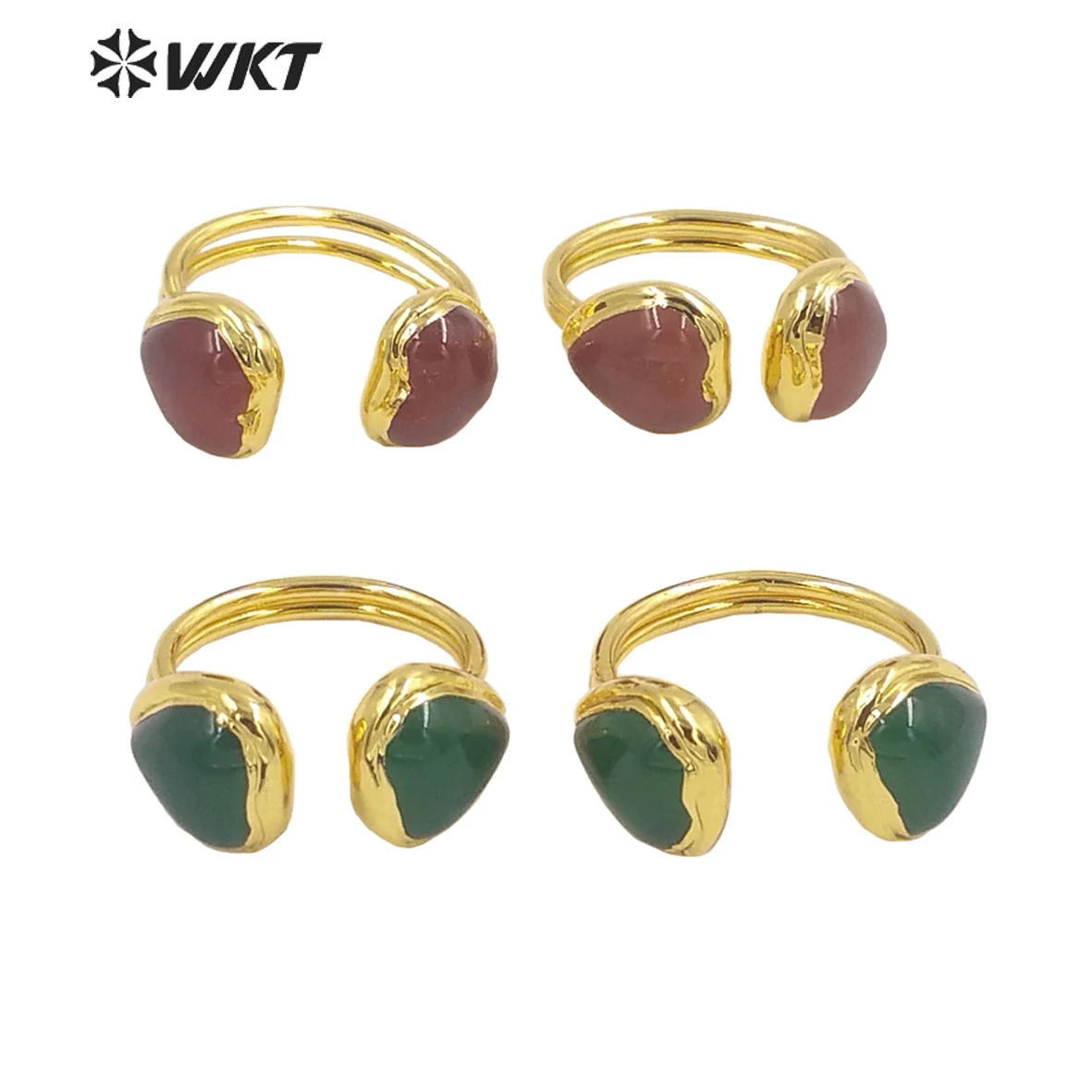 

WT-R430 WKT 2022 Beautiful Lady Natural Jade Women Party Ring For Fashion Party Gold-Plate Rings Accessory Jewelry INS