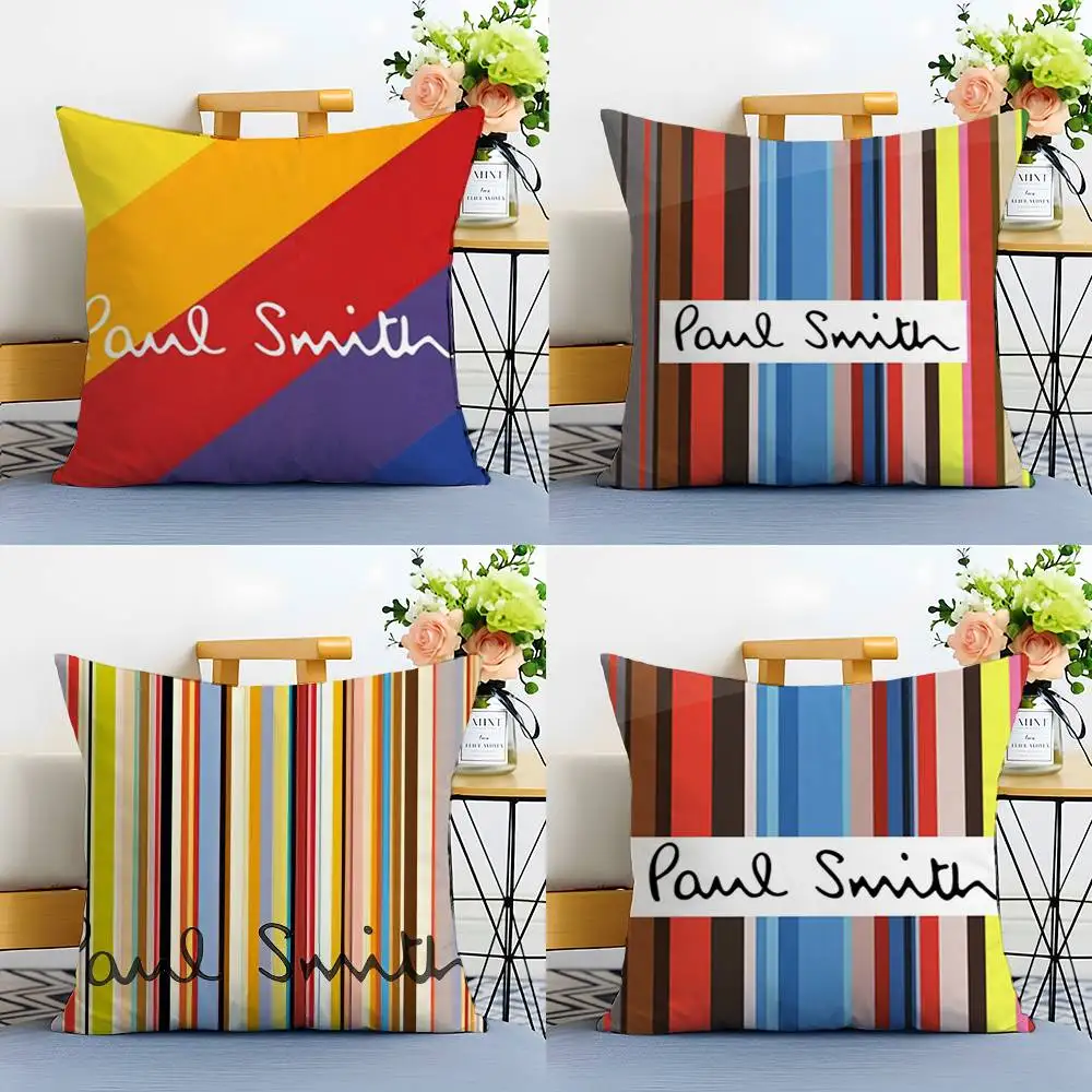 Home Decor Colorful Stripes Paul Smith Pattern Pillowcase Pattern Cushion Cover Suitable for Sofa Bedroom Car Pillow Cover