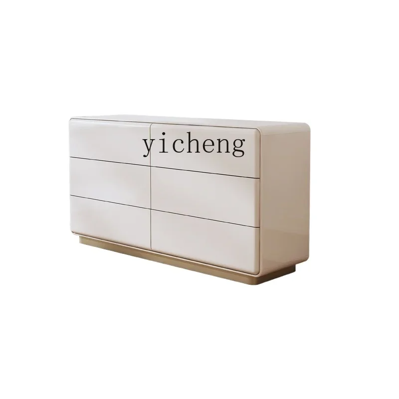 

Tqh Dresser Chest of Drawers Integrated Solid Wood Corner Makeup Cabinet Bedroom Cream Style Large Capacity Retractable