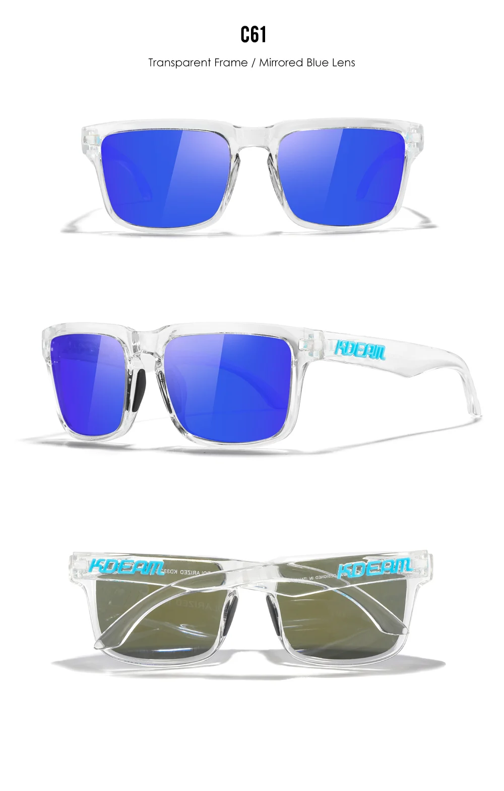 KDEAM Neue Farben Klassische KD332 Quadratische Polarisierte Sonnenbrille Für Männer Und Frauen Reisen Sonnenbrille Mit Fall Für Einfache Tragen – Detail 13