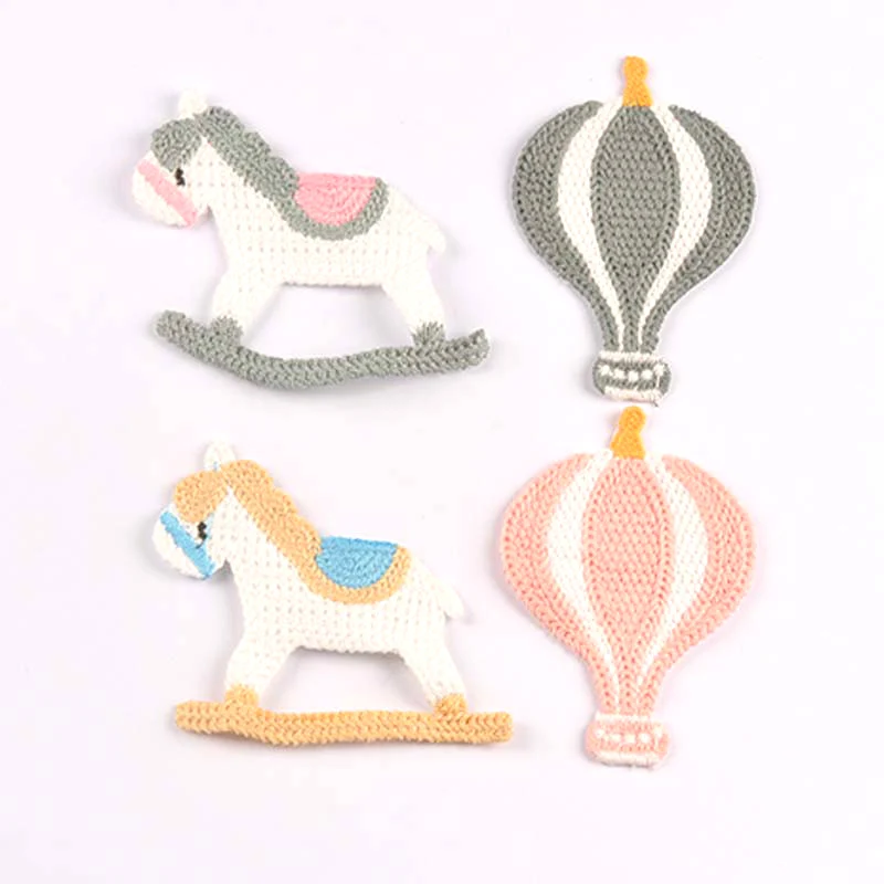 4pcs 7-11cm Unadhesive Rocking Horse Hot Air Balloon Embroidery Patch Appliques DIY Sweater Clothing Shoes Socks Decor cp4283