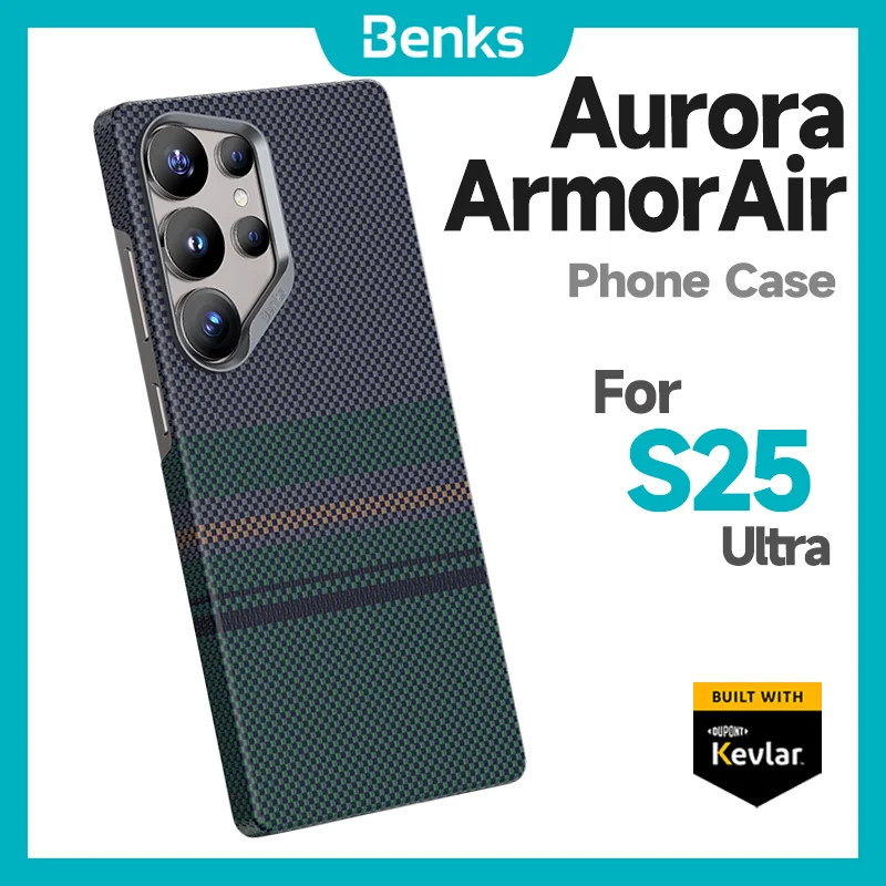 

Чехол Benks Aurora ArmorAir с кевларом ® [600D] для Samsung S25 Ультратонкий защитный чехол, совместимый с MagSafe