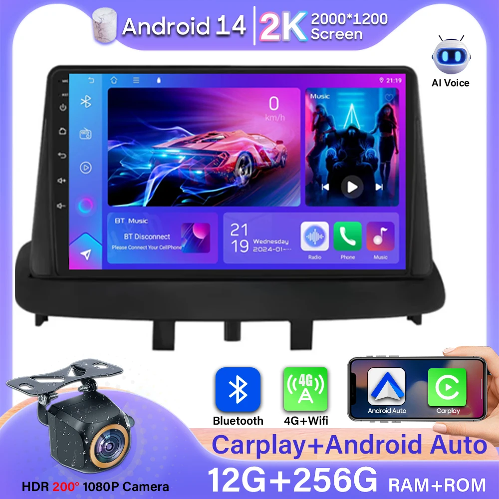 

Car Radio For Renault Megane 3 Fluence Samsung SM3 2008 - 2014 Android Carplay Stereo GPS Navigation Wifi Video Intelligent 5G