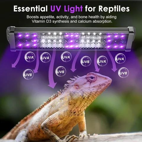 파충류 Uva + Uvb 전체 스펙트럼 Led 램프 10.0/20.0 거북이 도마뱀 뱀 파충류 번식 탱크 조명을위한 Sunbathe 열 램프