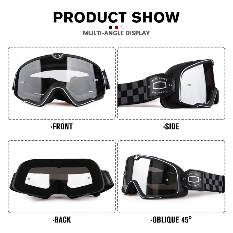 Retro Bicycles Goggles Ski Glasses Sunglasses ATV Goggles Non-slip Belt AntiUV Cafe Racer Chopper Cycling Racing Free shipping