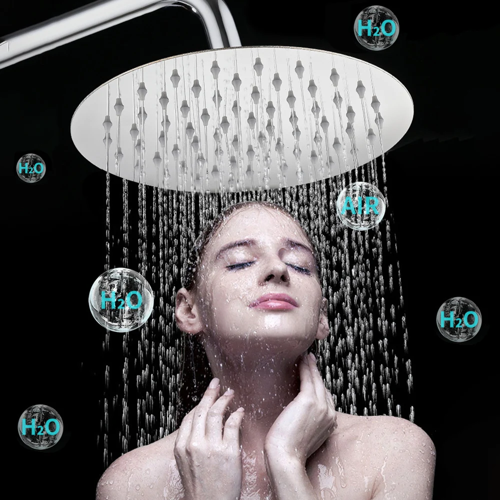 Round & Square 304 Stainless Steel Ultra-thin Rainfall Showerheads 4/6/8/10/12inch Water Saving Shower Head Bathroom Accessories