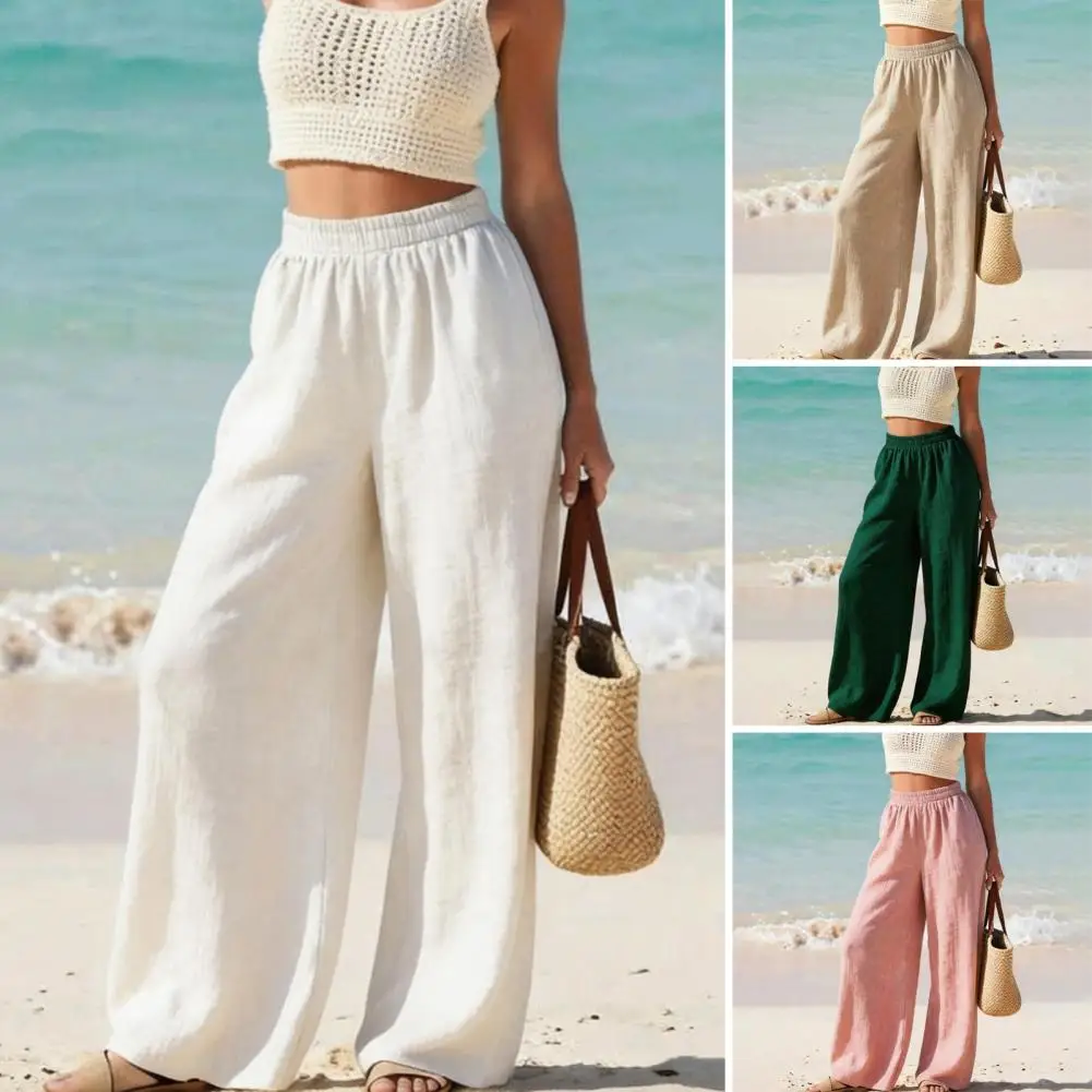 

Summer Casual Loose Long Pants Women'S High Waisted Wide Leg Pants Oversized Pant Cotton Linen Pant Female Bottom