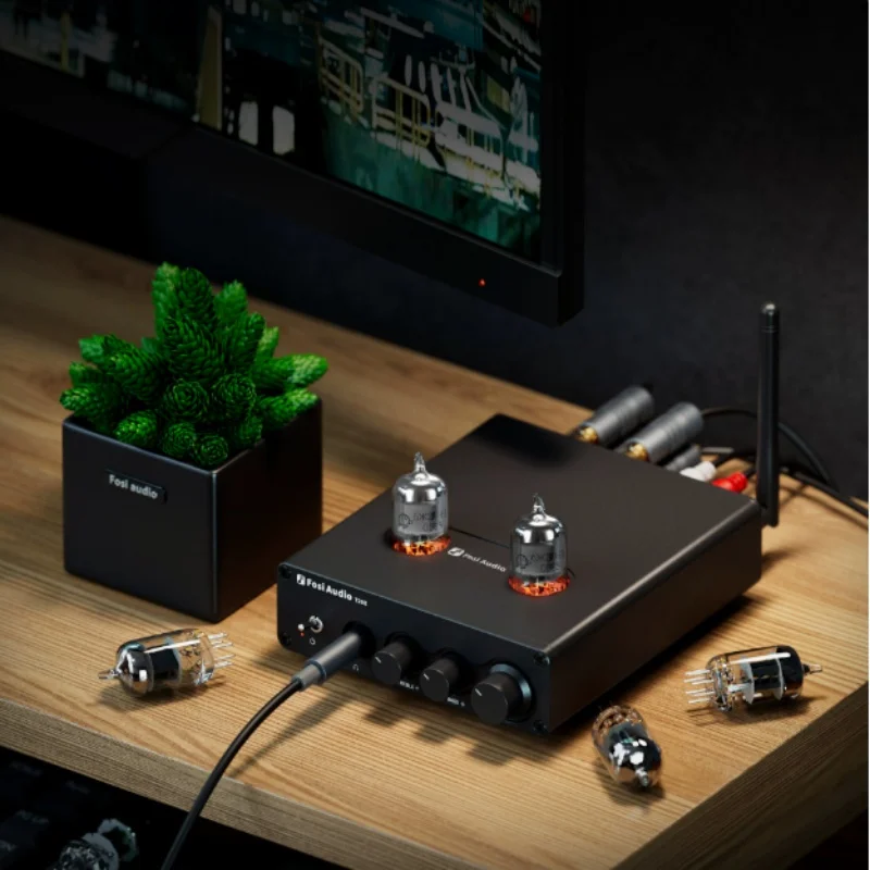 Fosi Audio T20X 100W Bluetooth Vacuum Tube Amplifier Stereo Power Amp TPA3221 Headphone Amplifier For Home Theater Speakers