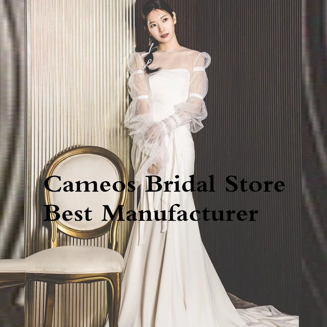 

SOND Fashion O-Neck Custom Made Mermaid Satin Elegant Wedding Dresses Ruched Ivory Korea Brides Gowns Women Bridal Dresses