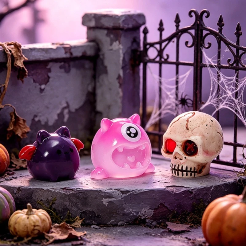 2026 New Halloween Night Light Ghost Witch Cute Doll DIY Decoration Micro Landscape Desktop Small Ornament