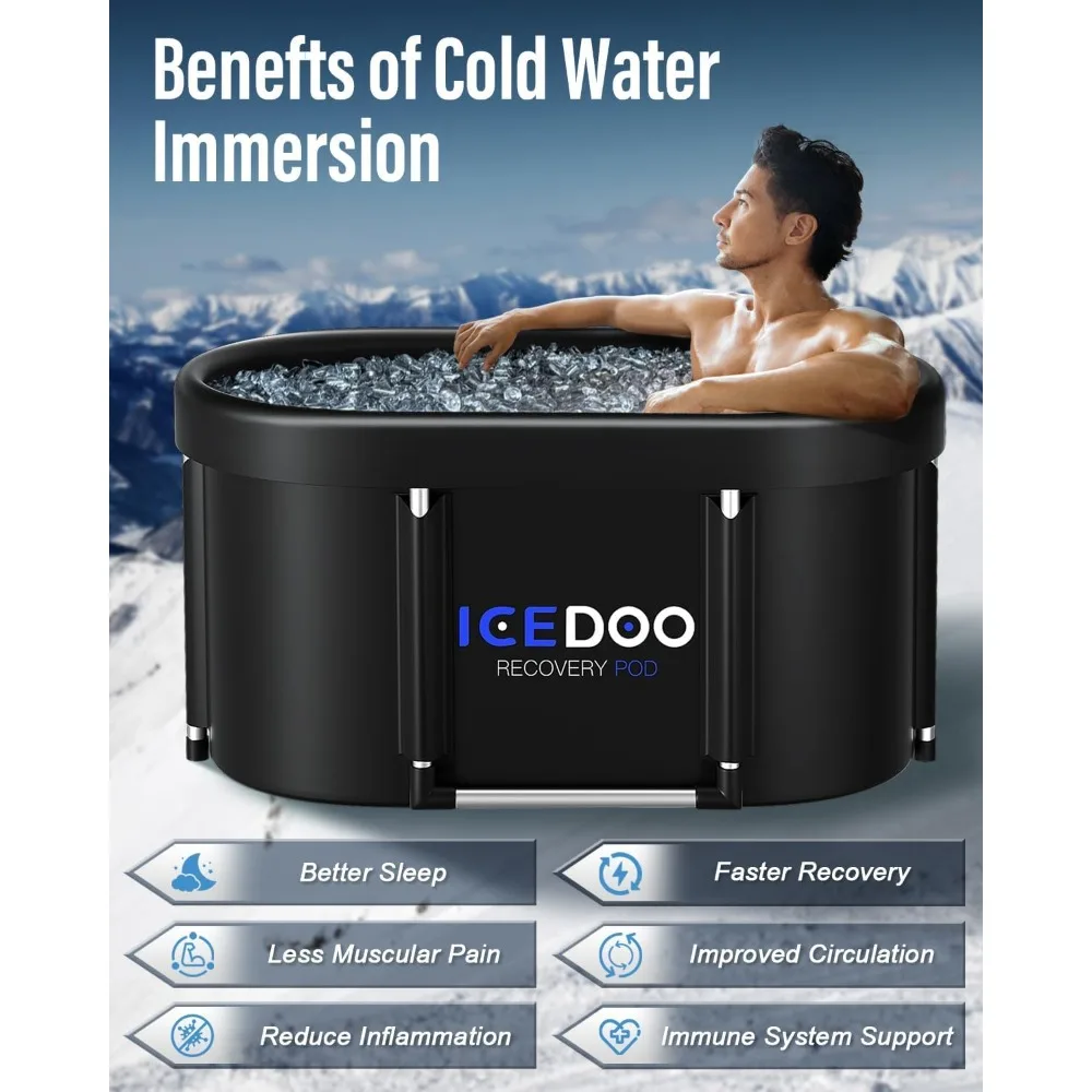 

New Upgrade XL 139-Gallon Oval Ice Bath Tub - 6 Layered Portable Bathtub, for Athletes, Home Gym, Outdoor Recovery Use.