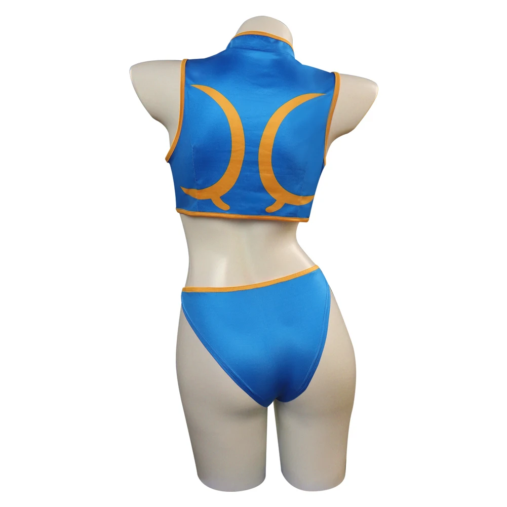 Chun-Li Swimsuit Cosplay Costume Top Pants Summer Bikini Wear Outfits Halloween Carnival Party Suit For Adult Women Disguise