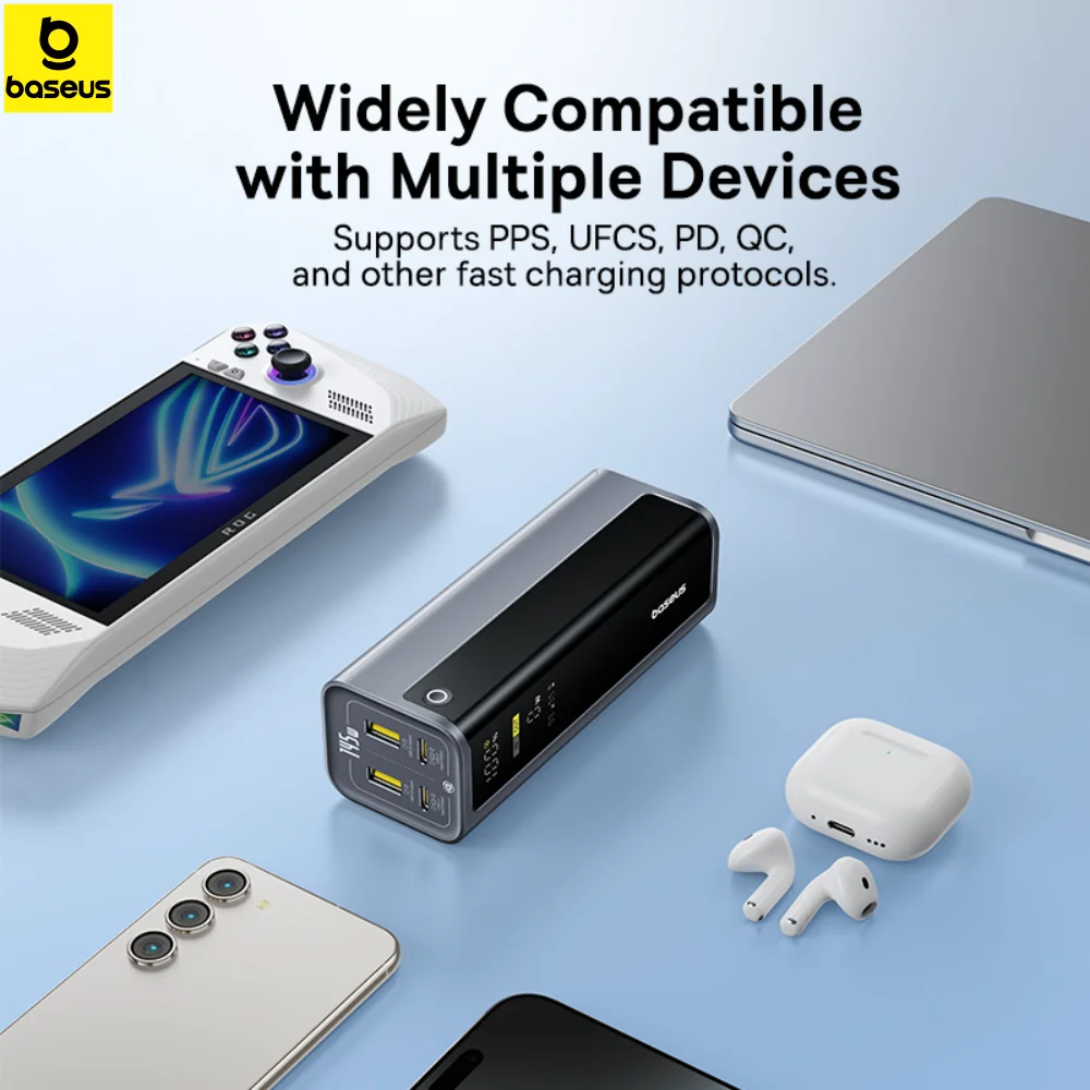Baseus 145W Power Bank 20800mAh مع شاشة رقمية ذكية شحن سريع بطارية خارجية محمولة لهاتف Samsung Huawei iPhone