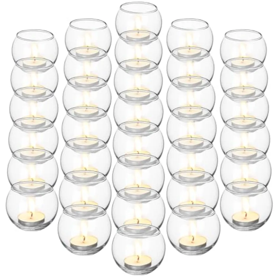 

36 Pcs Clear Votive Candle Holder 1.97'' x 2.17'' Bulk Glass Tea Lights Round for Wedding Candle Jars Holder for Wedding Table