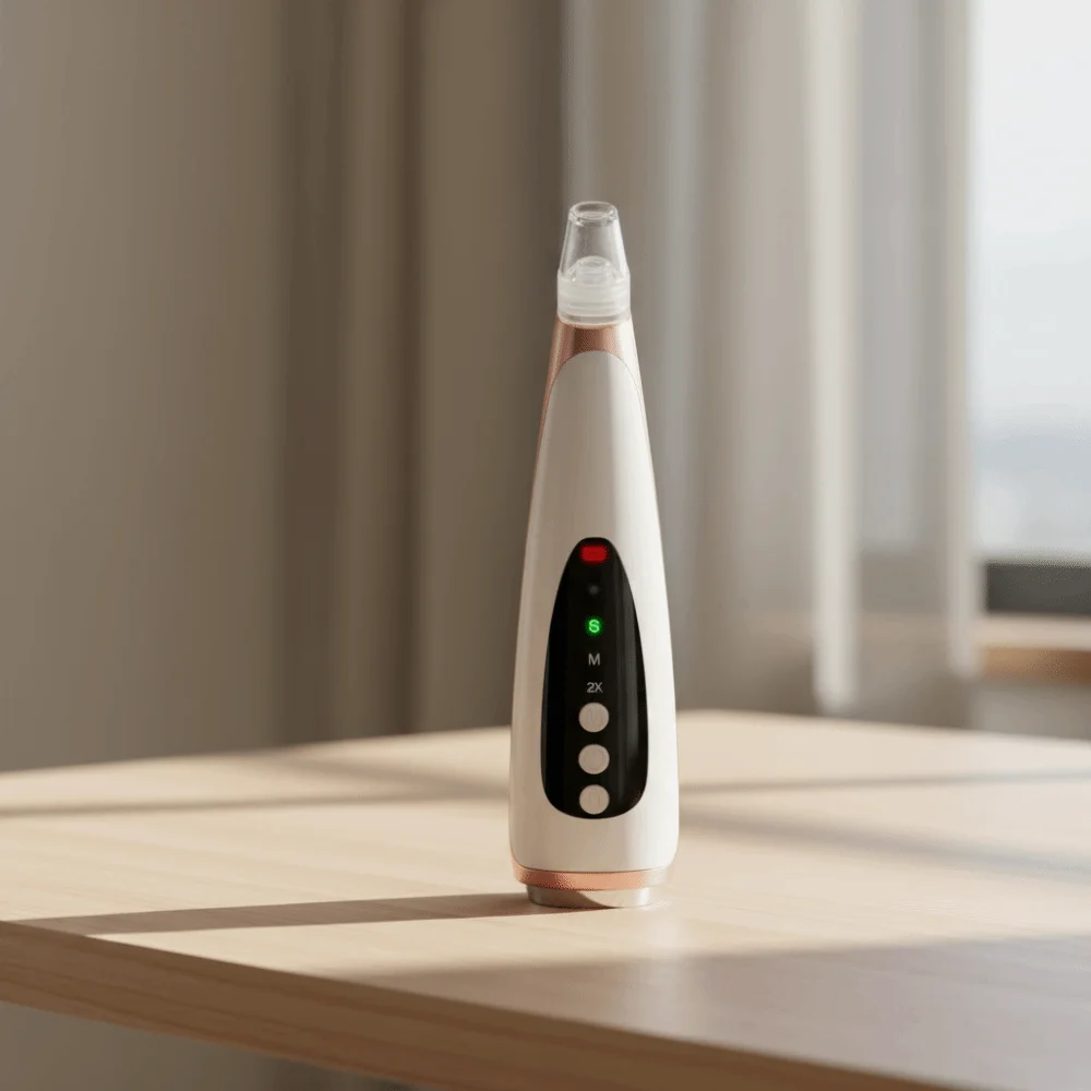 Con 6 testine di ricambio Dispositivo elettrico per la rimozione dei punti neri Impacco caldo Forte aspirazione Dispositivo per la pulizia dei pori del viso Professionale