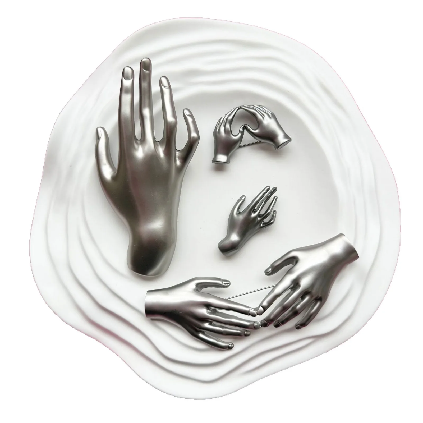 

Vintage Hand Shape Brooch, Minimalist Commute Pin, European Retro Luxury Style Clothing Accessory