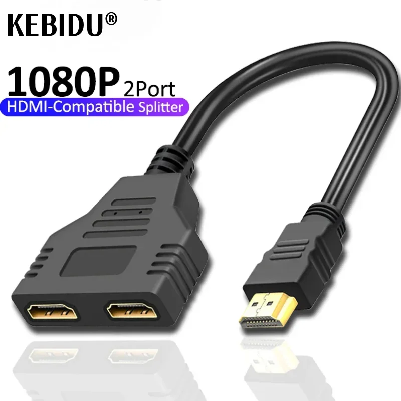 HDMI-совместимая линия преобразования HD, 1 штекер на двойной 2-сторонний женский разветвитель 1080P для ПК, ТВ, Xbox, PS3, PS4, проектор, монитор