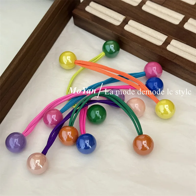 Корейский-цветной-веревка-с-шаровой-головкой-высокоэластичный-хвост-веревка-для-волос-шаровая-головка-резинка-ярких-цветов-женский-двусторонний-кожаный-чехол