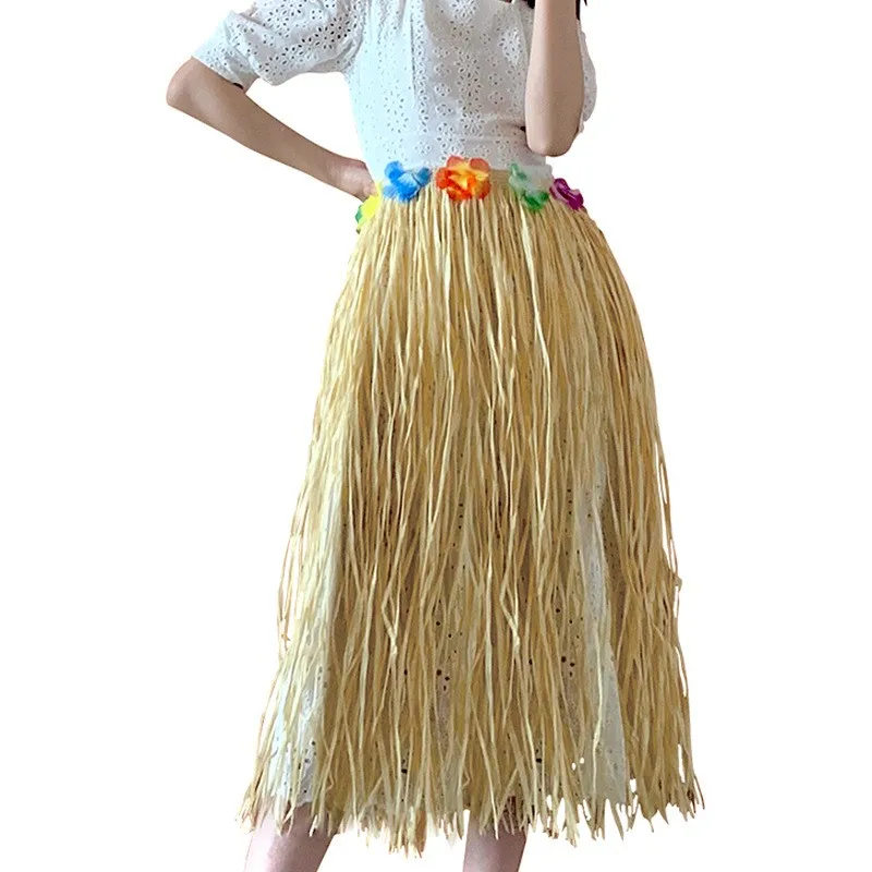 Hawaiian Raffia Skirt Simulation Straw Skirt, Stage Performance Costume, seaside Holiday Props, 78x80cm, New