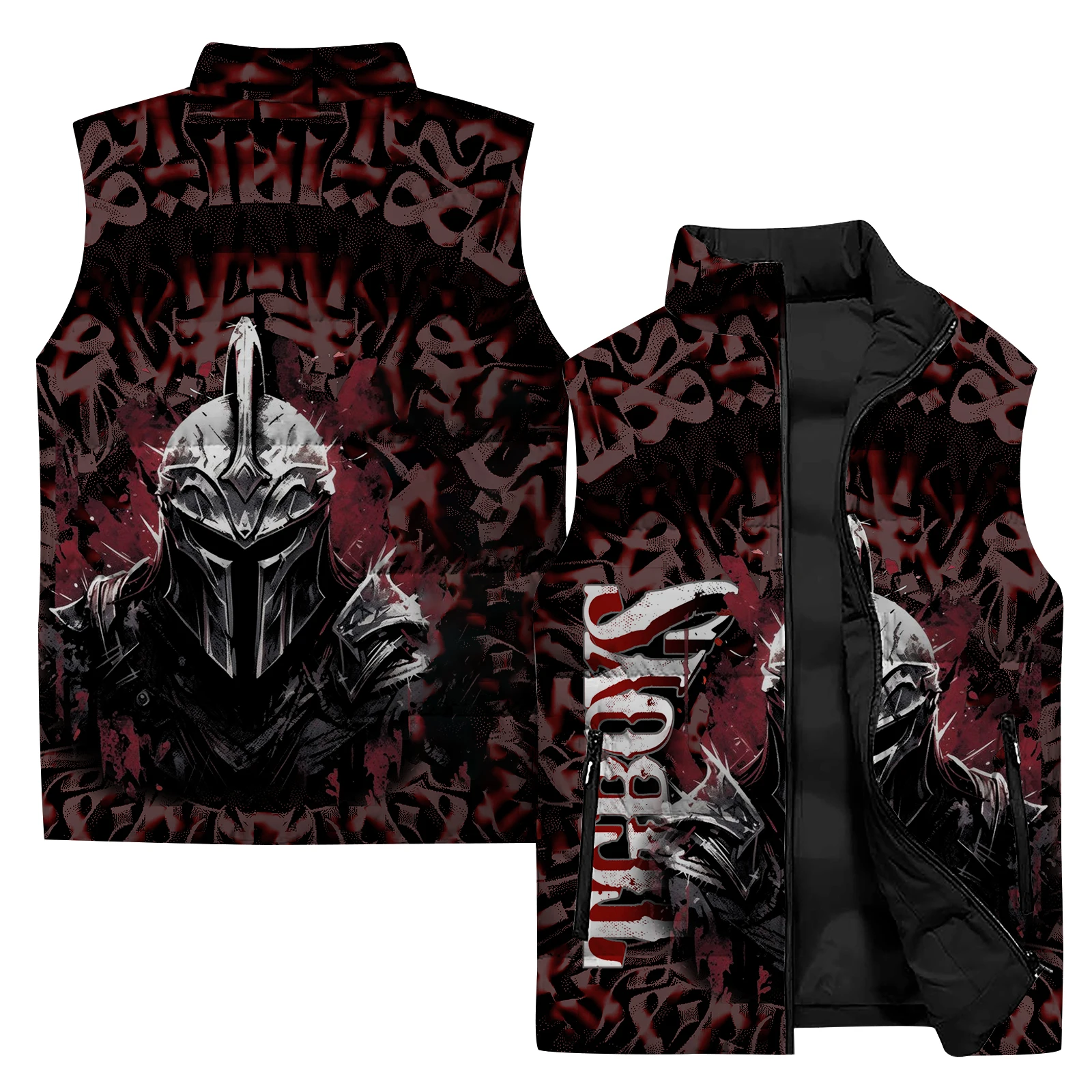 Cold Protection and Comfort Men\'s Vests Man Add Cotton and Thicken Cold Wind Vest Trend Warrior 3D Digital Printing Clothing