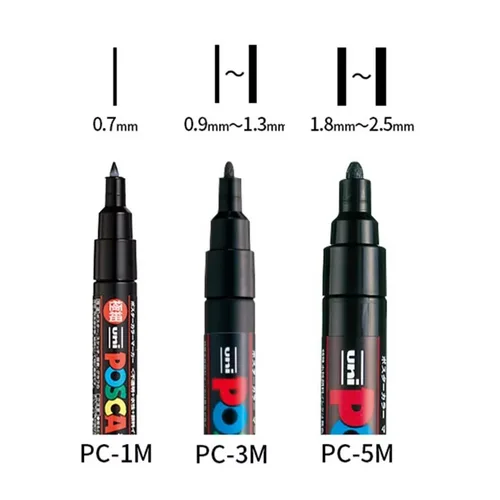 Imagen 2 del producto Juego de rotuladores Japan Uni POSCA, dibujo de grafiti acrílico, permanente, resistente al agua, PC-3M/1M/5M de dibujo para niños, suministros de Arte de tela