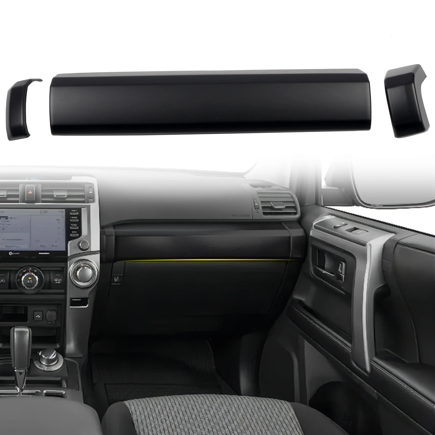 

Fit For Toyota 4Runner 2014-2022 Car Accessories ABS Matte Black Center Console Dashboard Stripe Cover Trim 2pcs LHD!