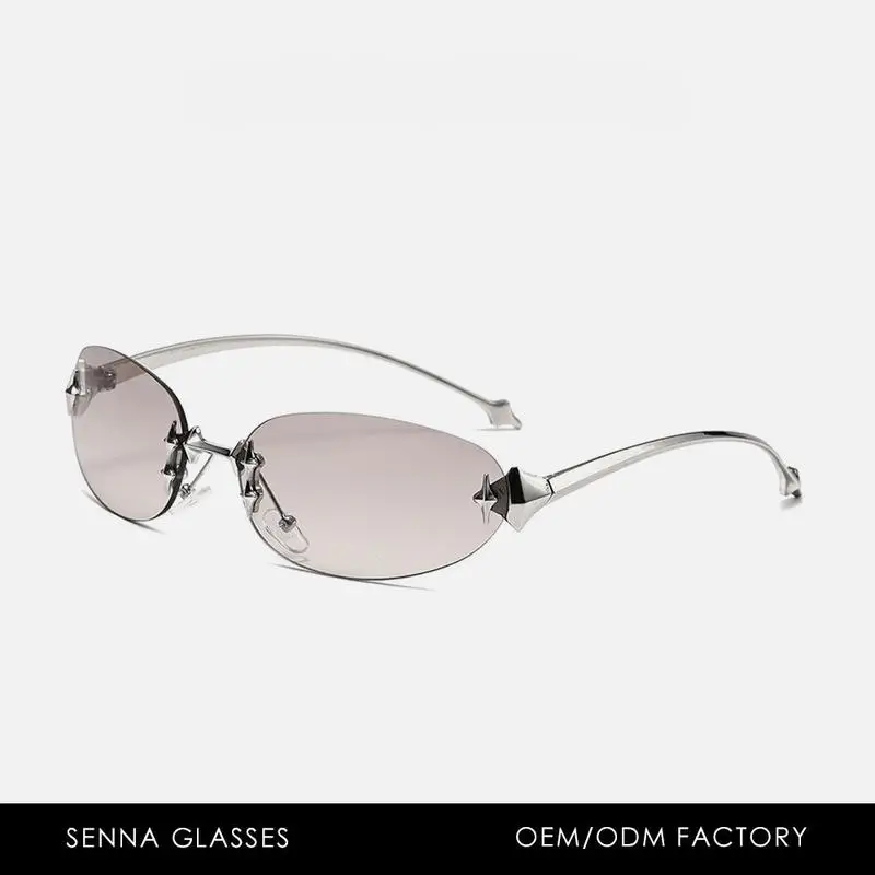 Time-Limited Promotion-Y2g Frameless Oval Metal Sunglasses Hot Girl Street Shooting XINGX Cat's Eye Fishbone Sunglasses image 5