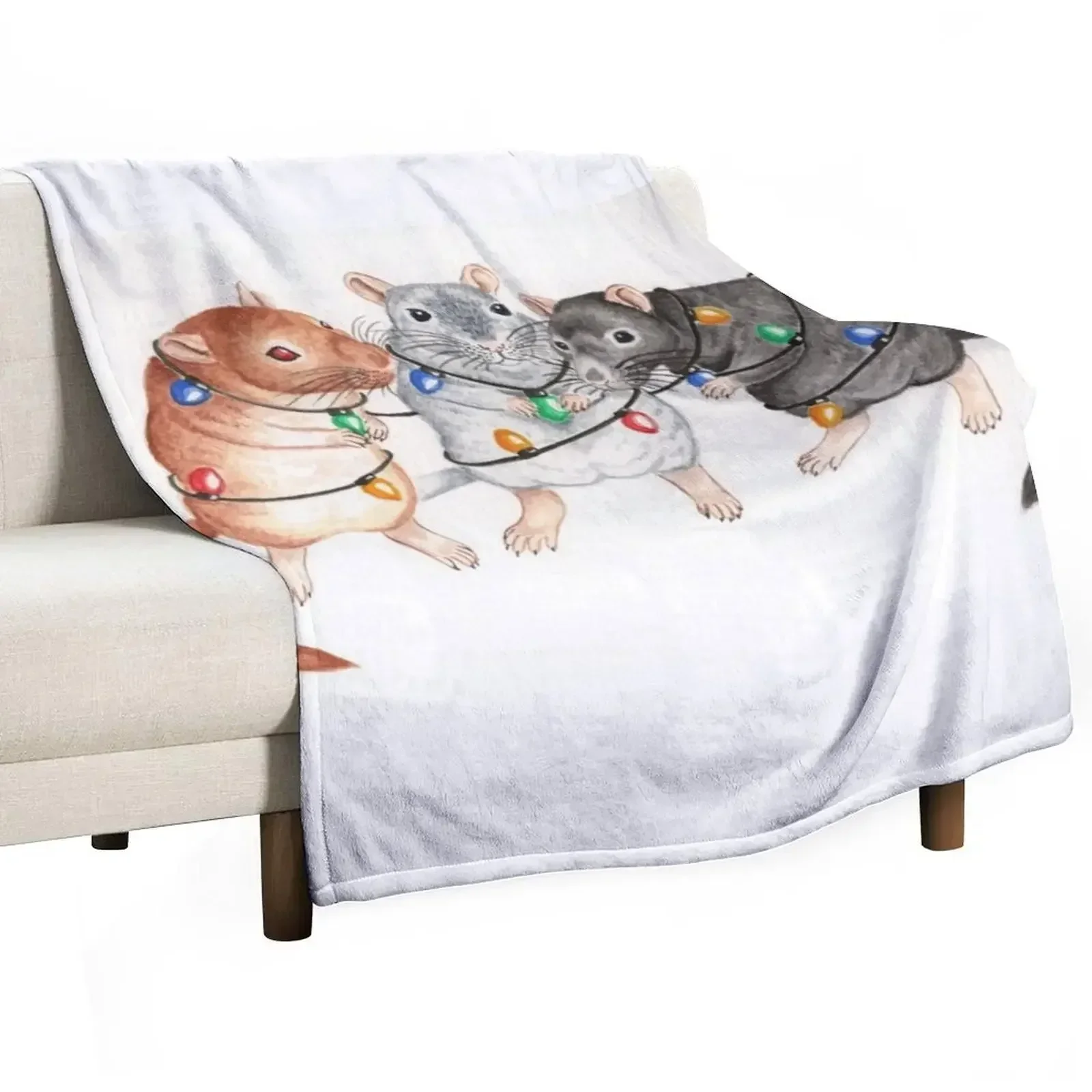 Christmas Gerbils Throw Blanket Bed Heavy Blankets