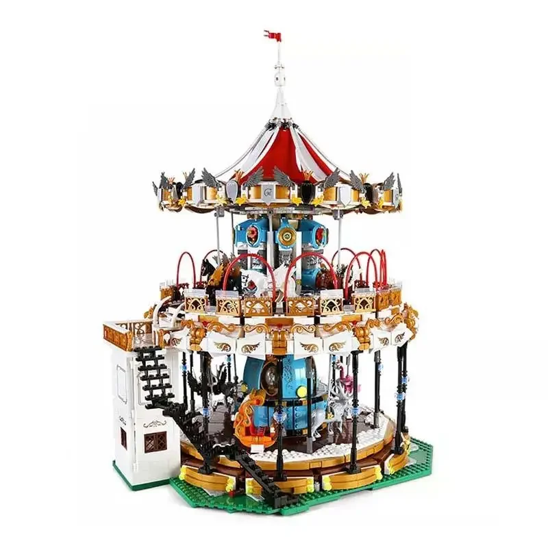 

Mould King 11011 Land The Amusement Park Motorized Carousel Luxury Lighting Kids DIY Assemble Bricks Building