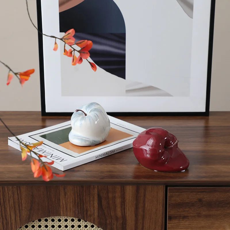 Nordic Abstract and Quirky Apple Ceramic Model Decorative Items for The Living Room and Sideboard Ornaments Gifts Crafts Home