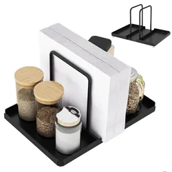 Metal Napkin Holder Standing Napkin Dispenser with Salt Pepper Shakers Caddy Paper Napkin Storage for Kitchen Dining Table Decor