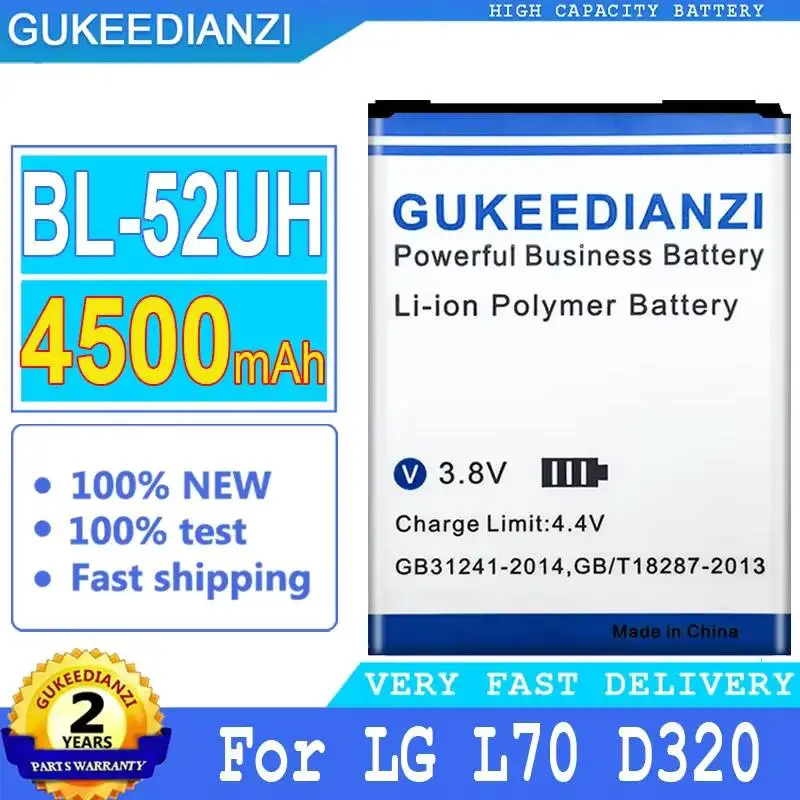 Batería de teléfono móvil BL-52UH 4500mAh para LG Opimus L70 D320 L65 D285 D280 D320N VS876