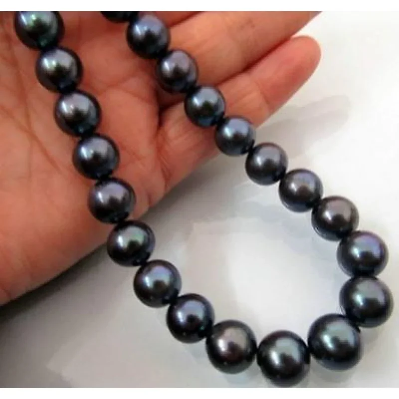 

18''10-11mm Genuine tahaitian bla pearl nelace