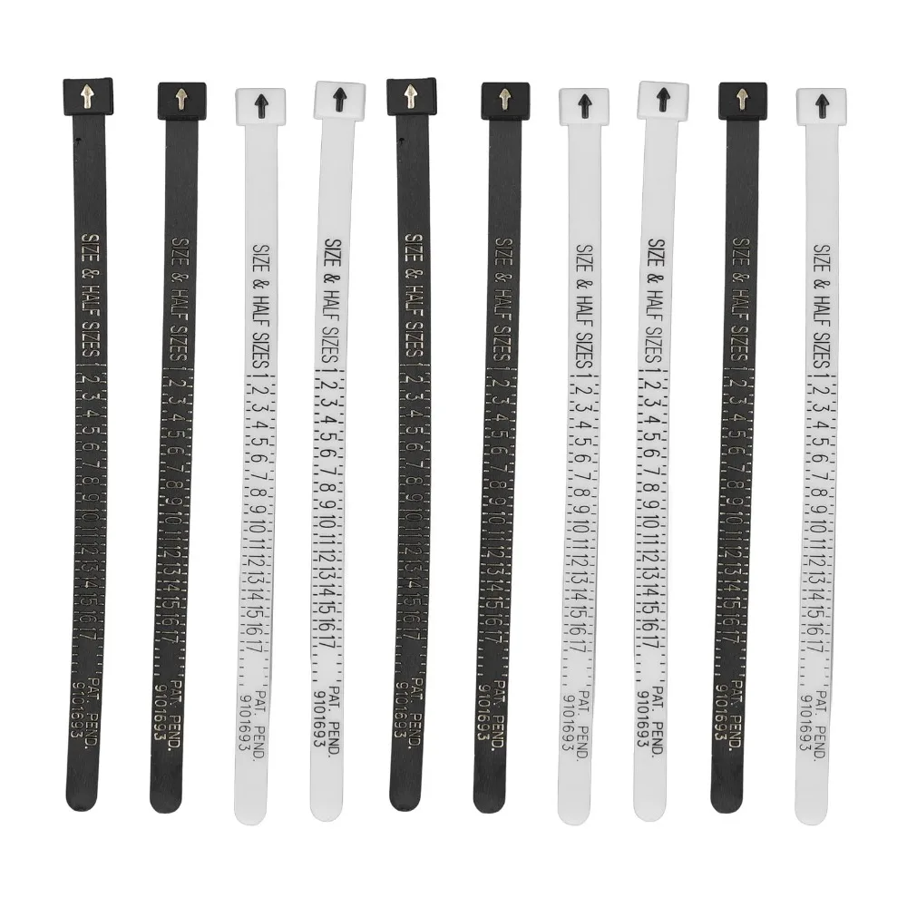 10pcs Portable Plastic Ring Sizer Tool Reusable Design Clear Printing Finger Measuring Gauge Jewelry Sizing Tool For Women