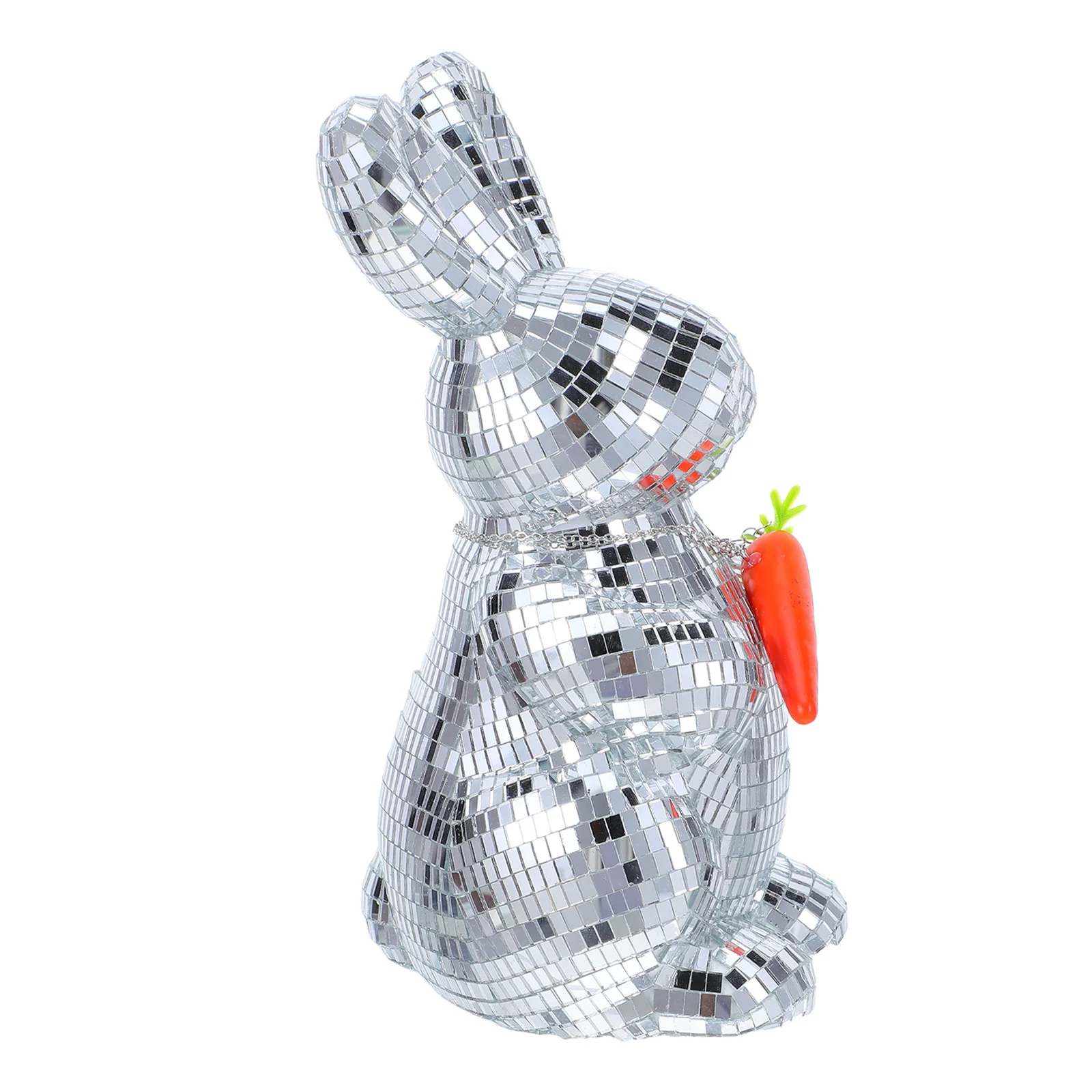 

Decor Mirrored Mosaic Rabbit Statue Reflective Glass Bunny Sculpture Easter Table Centerpiece 70S Party Dance Props