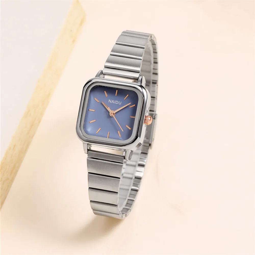 Fashion Square dial steel quartz women wrist watch