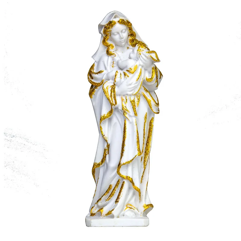 

Factory Custom Virgin Mary Resin Crafts Cross-Border Home Desktop Religious Portrait Decoration Sample Wholesale