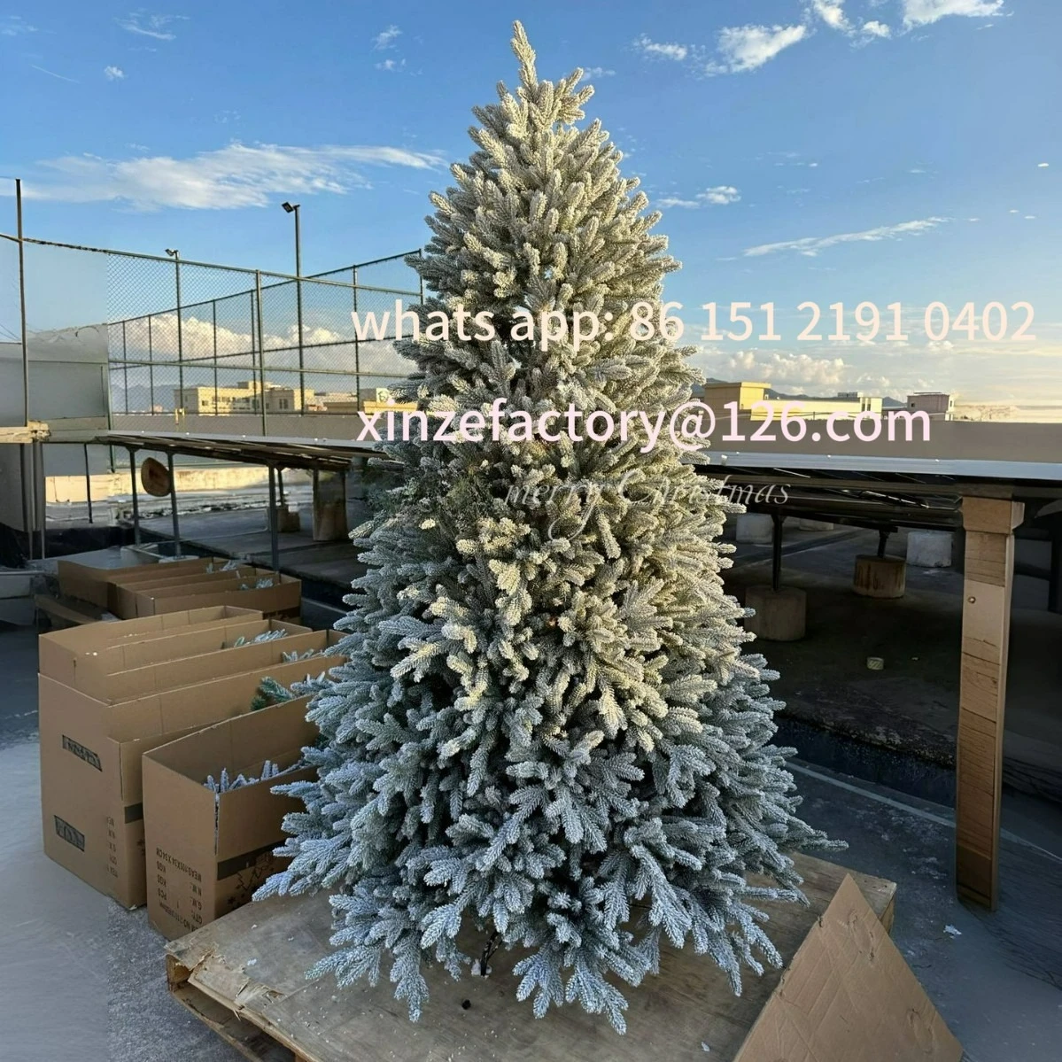 

Customizable high-grade flocked white less snow Christmas tree Christmas shopping mall luxury decoration artificial tree