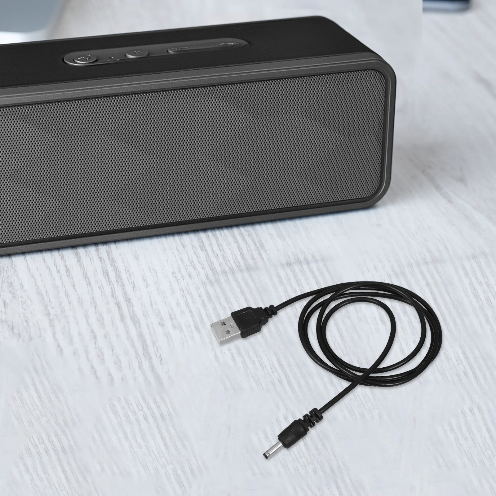 

2Pcs Speaker USB to Dc Power Cord Black 1m Fast Charging Cable Adapter for 5V Devices Universal