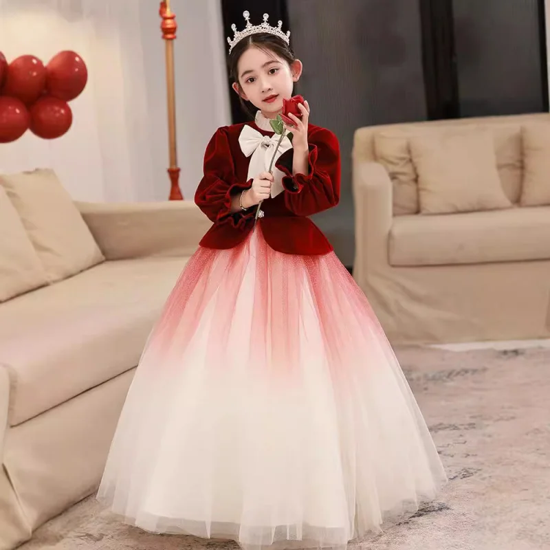 Children's Formal New Year Princess Dress Spring Host Flower Girl Wedding Little Girls High-end Piano Performance Dr